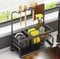 OoNeM Organizador de Fregadero Cocina de Acero Inoxidable + Cepillo Lavaplatos | Porta Estropajos | Soporte Bayeta | Sink Organizer | Escurre Estropajos Moderno