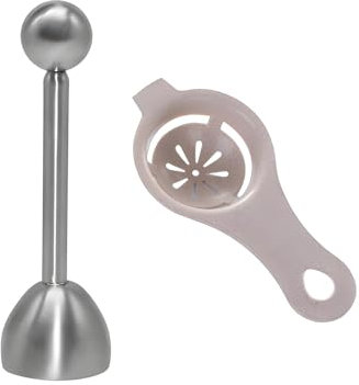 Eierköpfer Edelstahl, Eierschalensollbruchstellenverursacher, mit Eiweißseparator, Eieröffner, Cutter Durchmesser 3.6cm für küchenwerkzeug Rohes Weiches Hartgekochtes Ei