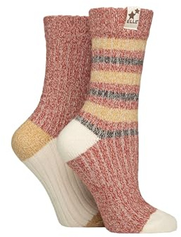 ELLE Women's Ribbed Boot Socks - Feminine, Chunky and Soft, For the Outdoors, Walking and Hiking in a Multipack of 2 Size 4-8