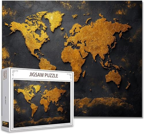 Puzzle 5000 Teile Weltkarte Puzzle Erwachsene Groß Panorama, Klassische Schwerpuzzle PäDagogisches Spiel Herausforderung Impossible Kunstpuzzle, Compact Box Mit Poster Geschenke für Frauen/MäNner C-1