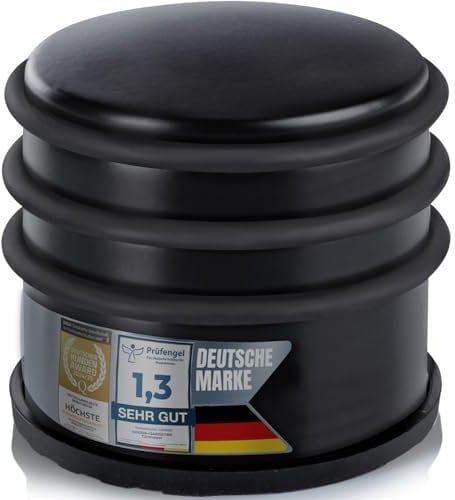 GOODS+GADGETS Designer Türstopper aus Edelstahl Gummi Türpuffer Türhalter Stopper 1,2kg (Schwarz 7x6cm, 1 Stück)