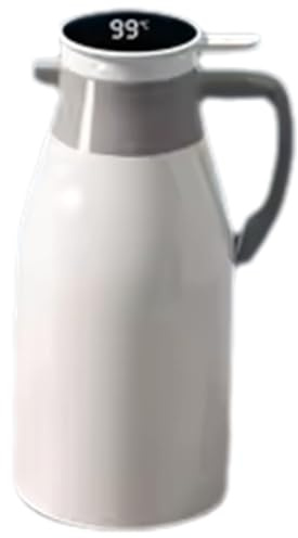 Yoiimiya Large Capacity Coffee, Kitchen Thermal Kettle Household Digital Display Glass Liner Vacuum Flasks Water Bottle White/2L