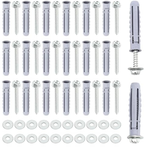20 Pièces Vis et Cheville pour Beton 8mm, Chevilles Charge Lourde et Visser M6x50mm, Cheville et Hexagonaux Vis Fixation avec Rondelles sur Parpaing Creux, Briques, Plaque de Plâtre