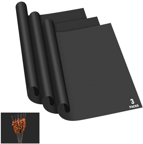 OSDUE Dauerbackfolie für Backofen, 3er-Set Große Ofeneinlagen BBQ Grillmatte Backpapier Wiederverwendbar Robuste Antihaft Teflon Backmatte für Ofen Grill Mikrowelle BPA- und PFOA-frei (40 x 50 cm)