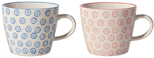 Bloomingville Tassen Isabella, rosa blau, Keramik, 2er Set