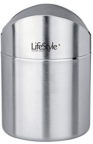 Life Style - Papelera de Sobremesa con Tapa Oscilante - Acero Inoxidable - Plata