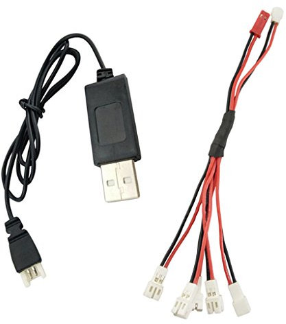 MagiDeal Adaptateur Chargeur de Batterie Li-po 2 à 5 et Câble de Recharge USB 2.0 pour Wltoys V911 RC Drone