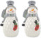 DECOLINE Keramik Figur Schneemann Grauer Hut 7,5 x 14cm Dekofigur Tisch Deko Weihnachtsdeko - 2 Stück