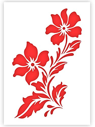 QBIX Blume Schablone - Wildblumen Schablone - zwei Blumen Schablone - A5 Größe - wiederverwendbare DIY Schablone zum Malen, Backen, Basteln, Wand, Möbel