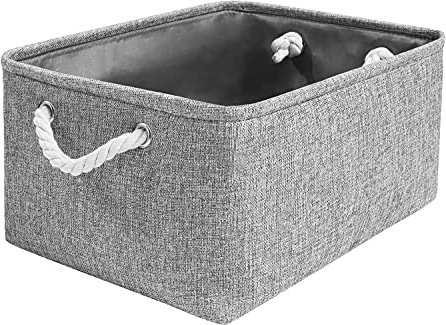 Mangata Faltbare verdickte Leinwand Aufbewahrungsbox mit Griffen für Schrank/Garderobe (Grau, Mittel)
