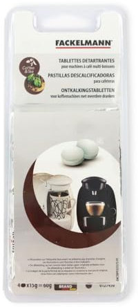 Fackelmann 0127450 Entkalkungstabletten für Kaffeemaschinen, Entkalkungstabletten, Zitronensäure, 4 x 15g