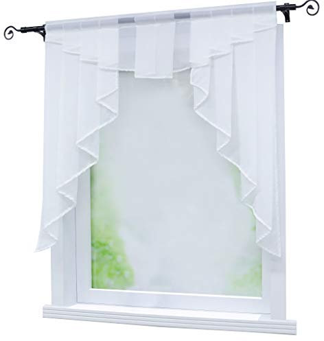 Joyswahl Kleinfenster Scheibengardine Voile Bistrogardine »Gerda« mit Tunnelzug Transparente Gardine Stores BxH 80x80cm Weiß 1er Pack