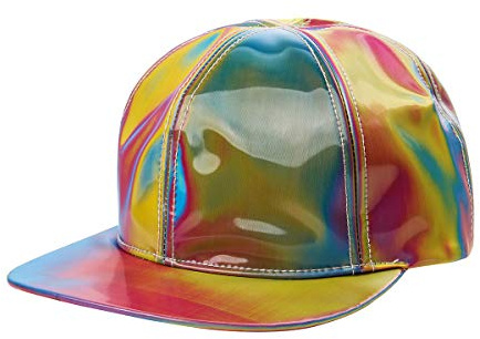 Nofonda Regenbogen Baseballmütze Baseball Cap Marty McFly Kappe Neon Mütze Glitzer Snapback Hut Modern Kostüm Zubehör - Mehrfarbig
