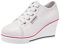 ANUFER Mujer Tacón de Cuña con Cordones Lona Zapatos Deportivos Alpargatas SN02435 Blanco EU35