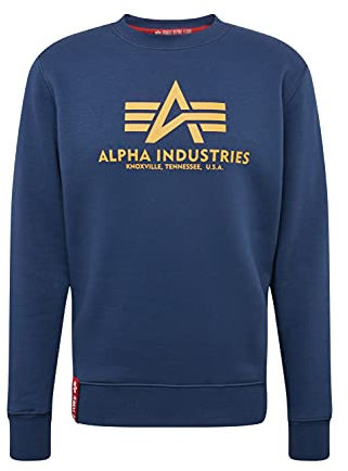Alpha Industries Herren Basic Sweater Sweatshirt, Blickdicht, New Navy/Weizen, S