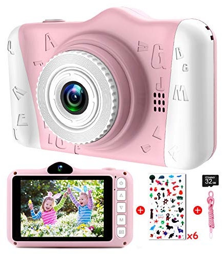 ITSHINY Appareil Photo Enfants - Appareil Photo Numérique pour Enfants avec 3,5 Pouces Grand écran 1080P HD 12MP Carte SD 32 Go Intégré pour 3-10 Ans Filles Garçons Cadeaux de Noël Nouvel an Jouets