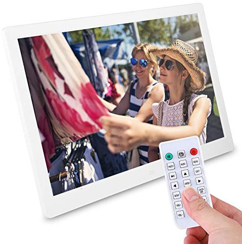 15,4 Zoll dünner digitaler Fotorahmen, 1280 * 800 HD Digitaler Fotorahmen, MPEG-Unterstützung, MP4, AVI, RMVB, 1080P HD, multifunktionaler digitaler Fotorahmen, Hochzeitsgeschenk(EU weiß)
