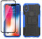 Yiakeng iPhone X Case, iPhone XS Case with Screen Protector, Shockproof Silicone Protective with Kickstand for iPhone X/Xs (Blue)
