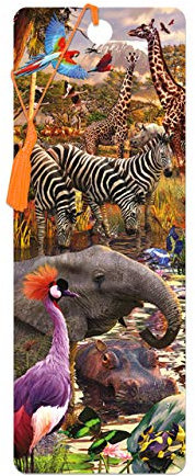 3D LiveLife Lesezeichen - Wasserloch von Deluxebase. Ein Wild Animal-Lesezeichen mit linsenförmigen 3D-Kunstwerken, lizenziert von dem bekannten Künstler David Penfound