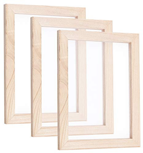 SUPERFINDINGS 3Pz 24.9x19cm Cornice per Fabbricazione della Carta Cornice per Fare la Carta in Legno Stampi per Serigrafia Cornice per Fai da Te con La Carta e Artigianato con Fiori Secchi