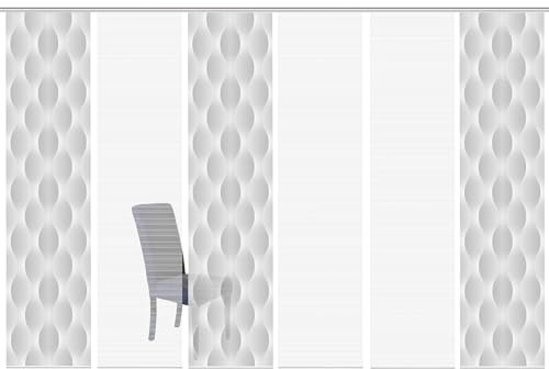 HOME WOHNIDEEN 96437 | 6er-Set Schiebegardine 'VOLARE', Digitaldruck auf Bambus-Optik, mit abstraktem Motiv, 260x60cm, Farbe: Grau