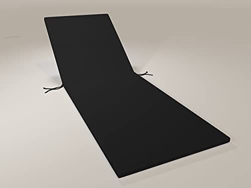 Tom'Shop Liegenkissen [Schwarz, 190x54x4cm, 1 Stück, glatt] Auflage Polster Kissen Gartenliege Liegestuhl Strandliege Liegenauflage Polsterauflage Sonnenliege