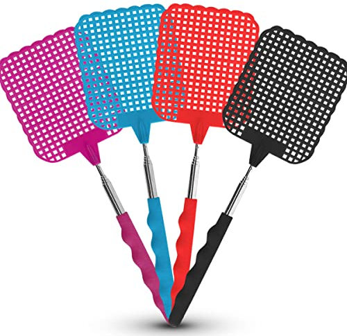 SOL 4pk Extendable Fly Swatters Plastic - Heavy Duty Fly Swatter - Fly Swat