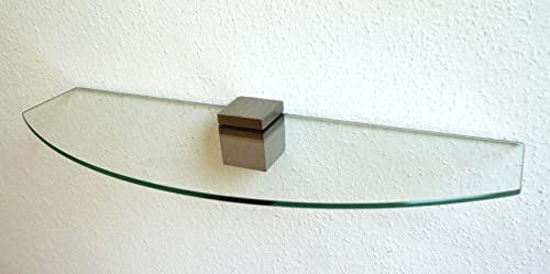 Dekoleidenschaft Wandregal aus 10mm Glas, klar, Verschiedene Formen und Größen, Glasregal, Glasboden, Glasablage, Badregal, Eckregal Bad Ablage Regal (Zentralclip Optima 2, 60x20-30 cm Convex)