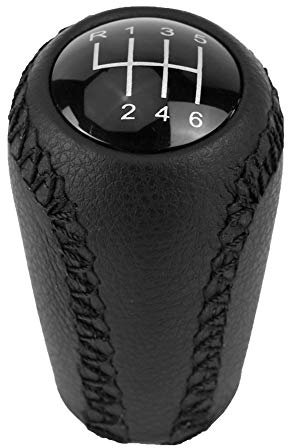 Jadeshay Schaltknauf 6 gang, Auto Schalthebel Für Schaltgetriebe, PU Leder Austauschbarer Auto Schaltknüppel für BK BL/5 CR CW/6 II GH 05-14 (Schwarz)