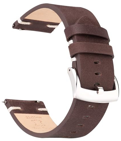 OTTOODY Leder Uhrenarmbänder 18mm 20mm 21mm 22mm Armband, Schnellverschluss Hochwertige Vintage Leder Uhrenarmband für Herren und Damen, Eleganten Ersatz Leder Armband für Uhr und Smartwatch