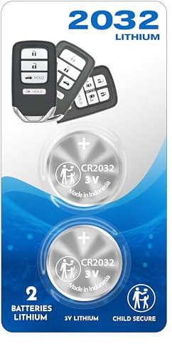 (2 PACK) CR2032 2032 Remote Key Fob OEM Battery for Smart Key Keyless Fob fits 2013-2021 for Honda Accord Civic Odyssey CR-V HR-V Fit Pilot Clarity with FCC ID: KR5V2X, CWTWB1G0090, etc Proximity Prox