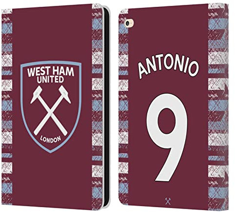 Head Case Designs Offizielle West Ham United FC Michail Antonio 2022/23 Spieler Home Kit Leder Brieftaschen Handyhülle Hülle Huelle kompatibel mit Apple iPad Air 2 (2014)