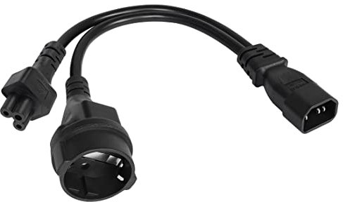 YACSEJAO Netz Adapter Kabel Kaltgeräte C14 auf Schutzkontakt Buchse(CEE 7/7)+IEC 320 C5 Y Splitter Stromkabel für Computer,Monitor(1FT/30CM)