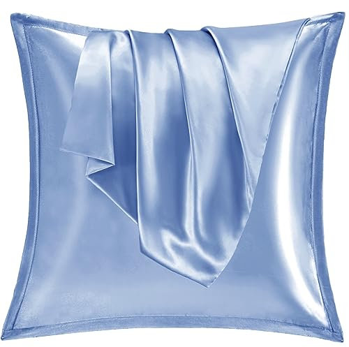 Vielit Taie Oreiller Satin 65x65 Lot de 2,pour Cheveux,Similaire Aux Taie d Oreiller en Soie,Housse de Coussin 65x65,Taies d'oreillers certifié Oeko-Tex Bleu