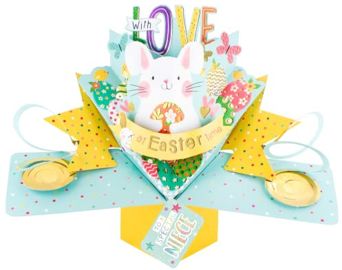 Easter Card To A Special Niece Easter Bunny Pop Up Easter Card Cute 3D Cards POP011ENiece