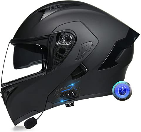 XYYYM Integralhelm Motorrad Bluetooth Klappbarer Modularer Helm, Eingebauter Lautsprecher Headset Mikrofon Integrierter Helm mit Doppelvisier, ECE/DOT Geprüft, Motorradhelm Herren Damen, Farbe: C