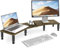 Dual Monitor Stand Riser, Monitor Stand with Adjustable Height Steel leg, Wood Monitor Stand for Desk, Monitor Riser for 2 Monitors with Storage Space