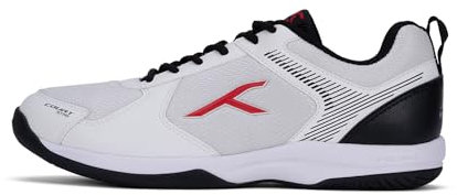 HUNDRED Court Star Non-Marking Professional Badminton Shoes for Mens (White Black, EU 41 UK 7 US 8) X-Cushion Protection Suitable for Indoor Tennis Squash Table Tennis Basketball & Padel