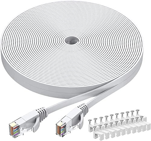 Câble Ethernet 10m Cat 6 Plat Câble de Réseau Haute Vitesse Gigabit 1Gbps RJ45 Compatible avec Cat.5e Cat.6 Cable Internet pour PC PS5/4 LAN Switch Modem Smart TV