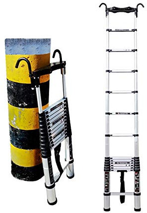 Extra hohe Teleskopleiter – tragbare Mehrzweck-Verlängerungsleiter aus Aluminium mit Haken und gebogener Unterlegscheibe, Tragfähigkeit 150 kg (Farbe: 7 m/23 Fuß) Yearn for