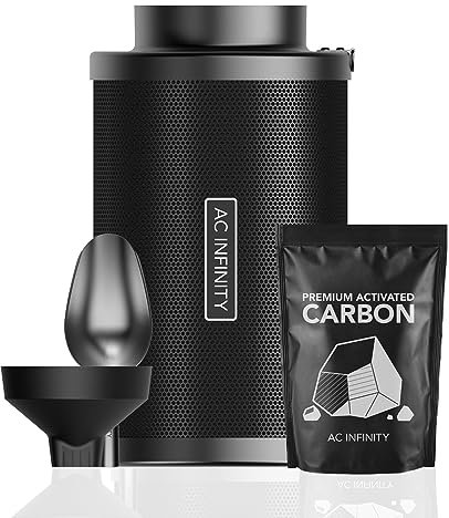 AC Infinity Refillable Carbon Filter Kit 6” with Additional Refill, Odor Removal Air Scrubber For 6 Inline Fan and Ducting, Reusable Charcoal Filter for Grow Tent Grow Room Hydroponics