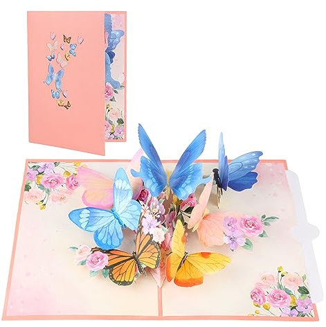 Pop-Up Grußkarte, 3D Schmetterling und Blumen Karte für Frau, Freundin & Mutter (Geburtstagskarte, Gedenkkarten, Dankeskarten, Hochzeitskarten, Gute Besserung Karte), Gardenienduft
