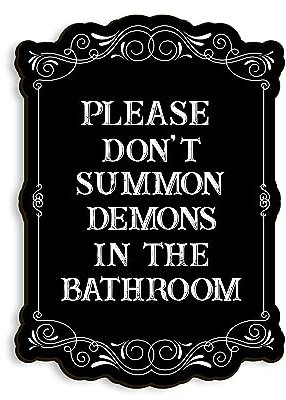 Please Do Not Summon Demons In The Bathroom, Gothic Bathroom Decor Wall Art, Halloween Decorations Indoor, Witchy Room Decor, Goth Room Decor, Funny Bathroom Decor (Retro Style)