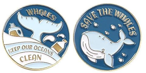 2 stücke Save Ocean Emaille Pins Wal Abenteuer Im Weltraum Brosche Pin Abzeichen Für Tasche Schmuck Geschenk Zubehör Revers Für Freunde, Free Size