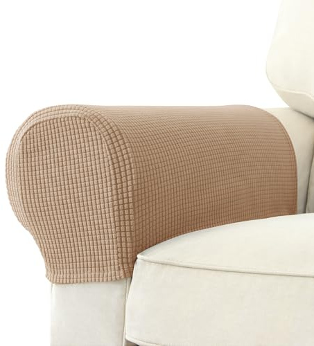GEOCANG Sesselbezug 2 Stück Anti-Rutsch Sessel Sofa Armlehnenschutz Möbelschutz (Sand)