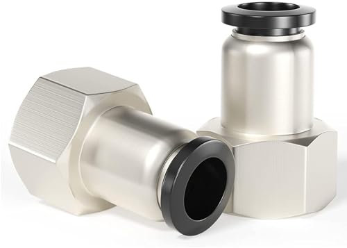 TAILONZ PNEUMATIC Raccordi a pressione con tubo diritto femmina da 4 mm OD x filettatura BSP da 1/4 di pollice PCF4-02(confezione da 2)