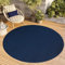 TAPISO Mono Rund Teppich Kurzflor Indoor Outdoor UV-beständig Dunkelblau Einfarbig Wohnzimmer Schlafzimmer Kinderzimmer Modern Design ÖKO-TEX 100 x 100 cm