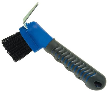 MEISH Gummi-Pferdebürste für Pferde, Hufkratzer, Bürste mit Gummigriff, tragbarer Hufkratzer für Pferde, Reiter, Fellpflege-Werkzeuge, zufällige Farbe