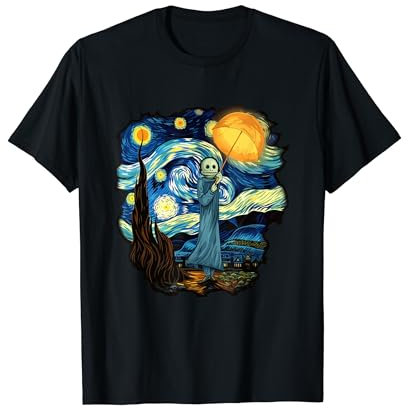 Gespenst mit Regenschirm Geist Vincent van Gogh Nacht T-Shirt