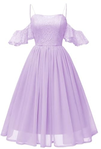 KURFACE Homecoming Gowns WSX380 Robes de demoiselle d'honneur de mariage à manches courtes en dentelle pour junior, lilas, 48 plus